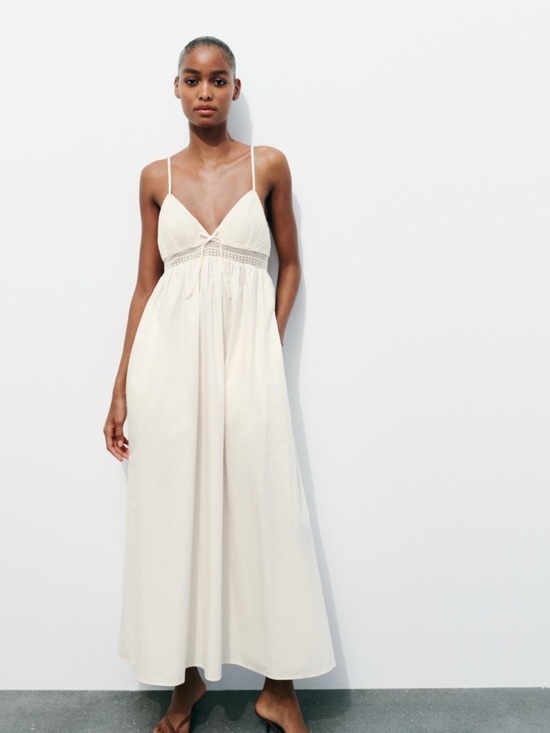Zara Dresses & Skirts - ZARA POPLIN MIDI DRESS SIZE S NWT
